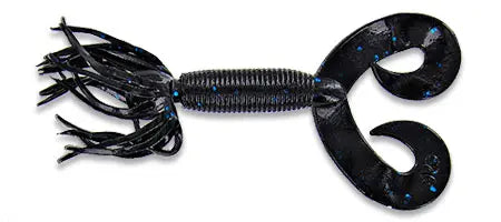 Garry Yamamoto 4 Double Tail Hula Grub 021-Black/Lg Blue Flake
