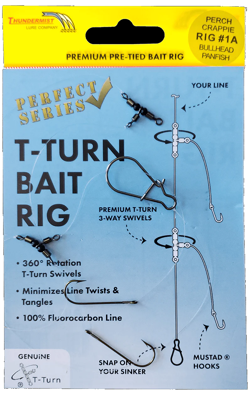 Thundermist Lures TBR-1A T-Turn Bait Rigs Crappie Panfish & Bullhead - Size 1A