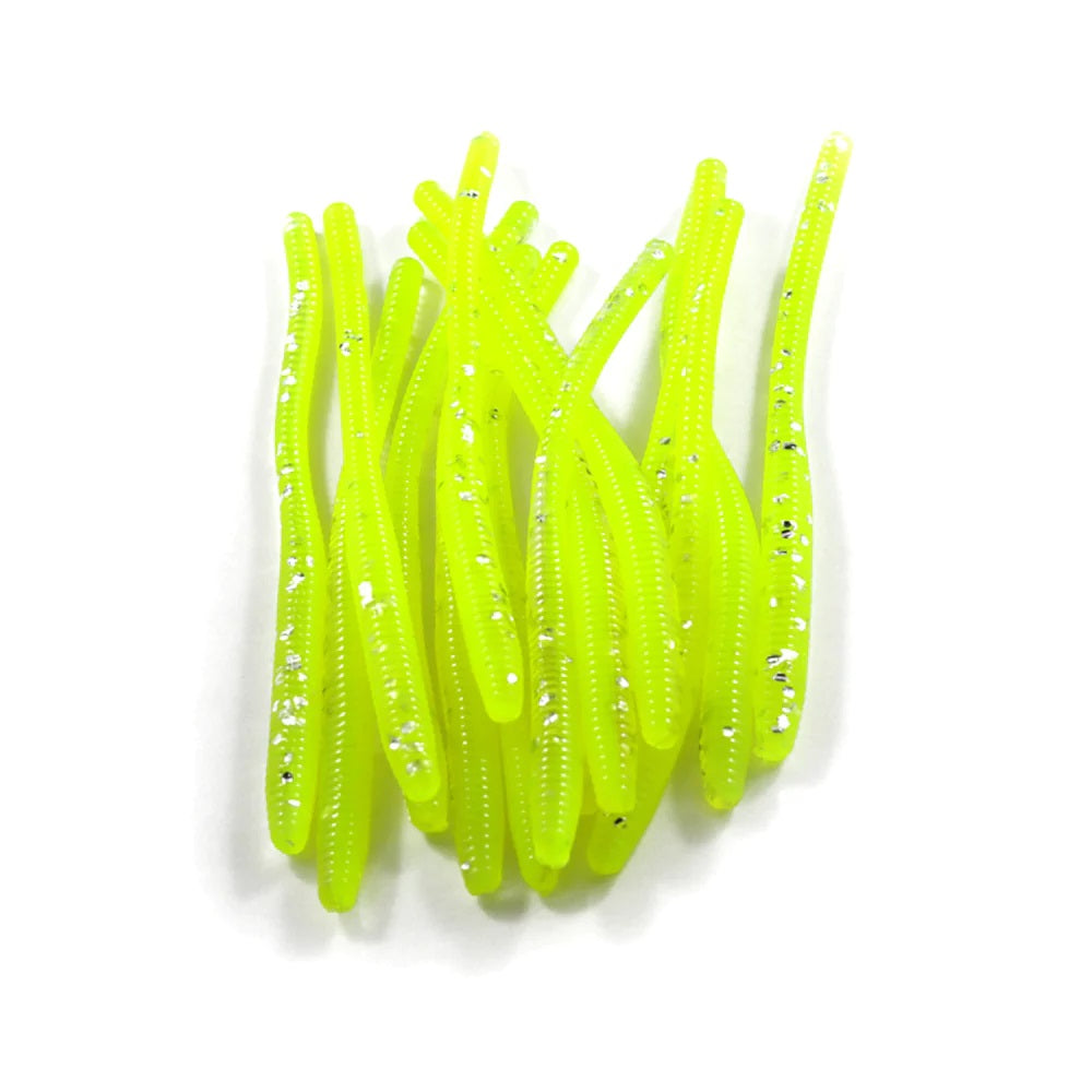 Cleardrift Glitter Bomb Trout Worms BRIGHT CHART/SILVER / 3in