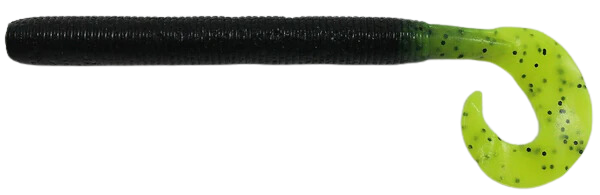 Gary Yamamoto Single Tail Grub 8 Black / Chartreuse Tail