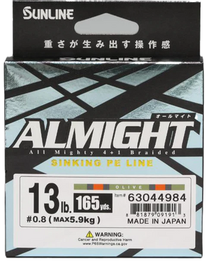 Sunline Almight Sinking Braid - 165yds (Olive)