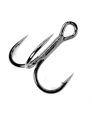 Treble Hooks 3X Strong Size 1/0 Black Nickel 100 Pieces