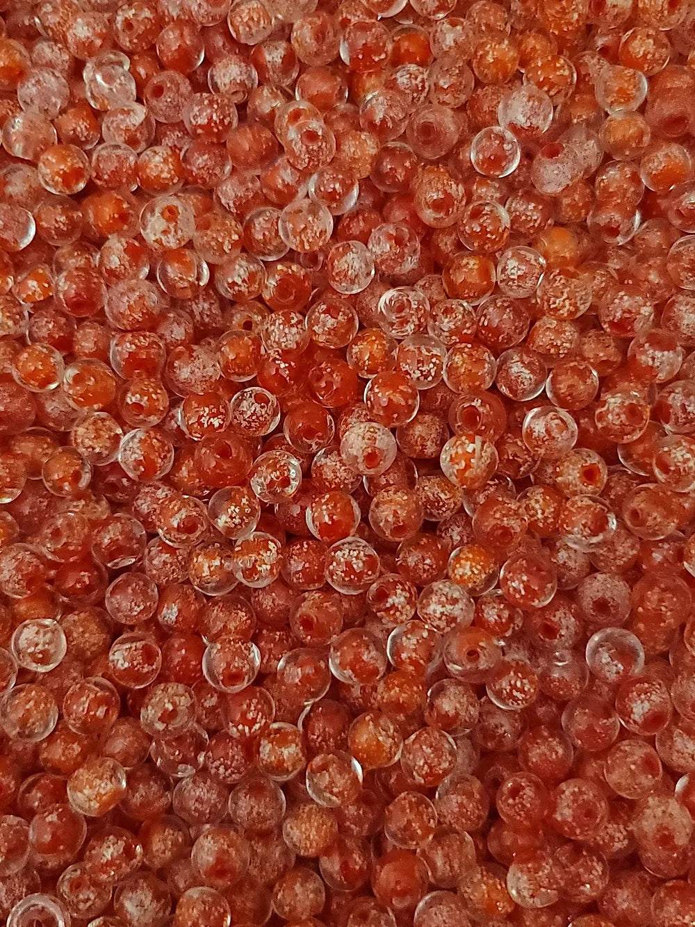 8mm Glass Beads 8mm / 270 Glow Roe Egg Red