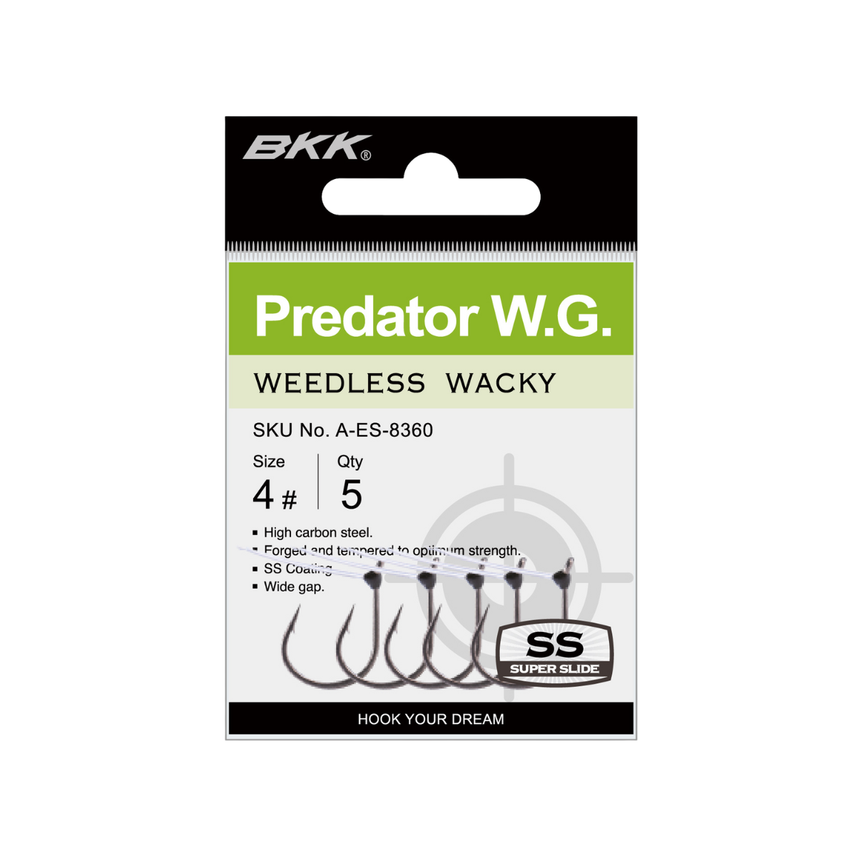BKK Predator W.G. Weedless Wacky fishing hook packaging on a white background