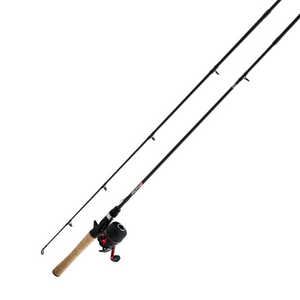 Fishing rod and reel set on a white background