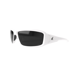 White sunglasses with black lenses on a white background