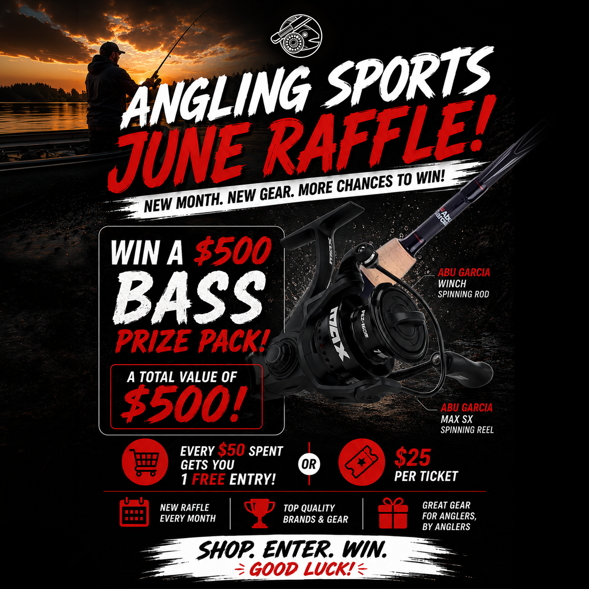 June Raffle Ticket – Win A $500 Bass Prize Pack