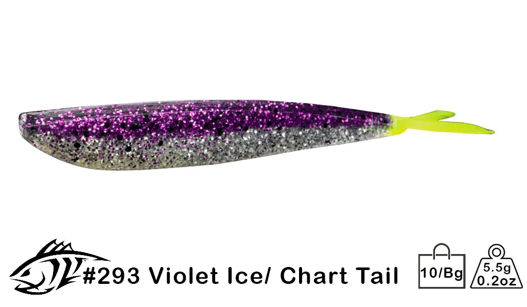 Lunker City Fin-S Fish 4 - Minnow Lures | Angling Sports #293 Violet Ice Chart Tail