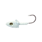 Fishing lure with a white body and brown hook on a white background