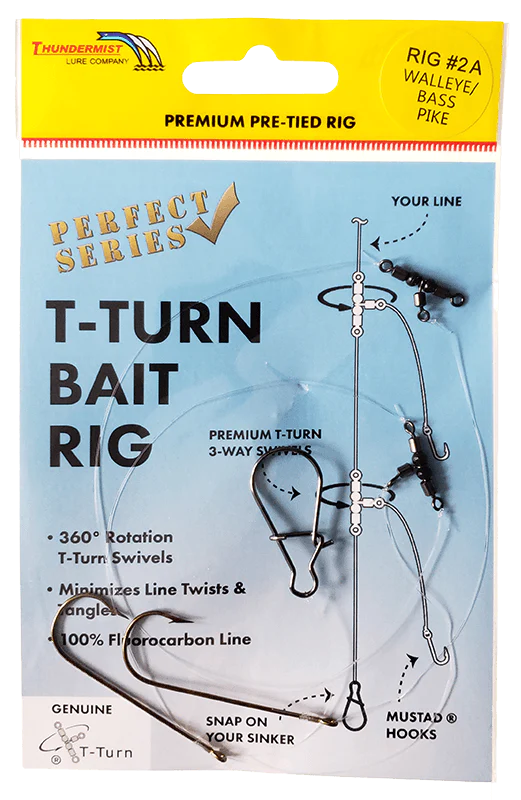 Thundermist Lures TBR-2A T-Turn Bait Rigs Walleye Bass & Freshwater Gamefish - Size 2A