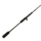 Fishing rod with black handle and guides on a white background