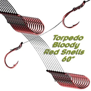 Bloody Red 60" Fluorocarbon Snells 10pk