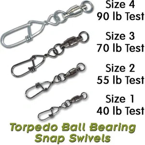 Torpedo Ball Bearing Snap Swivel 10pk