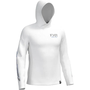 FXR Men's Derby Air UPF Pullover Hoodie - White/Cobalt