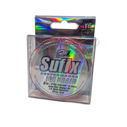 Sufix Performance Ice Braid - 50yd Neon Fire