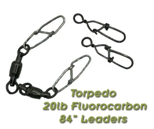 Torpedo 20lb Fluorcarbon 84" Leaders - 2pack