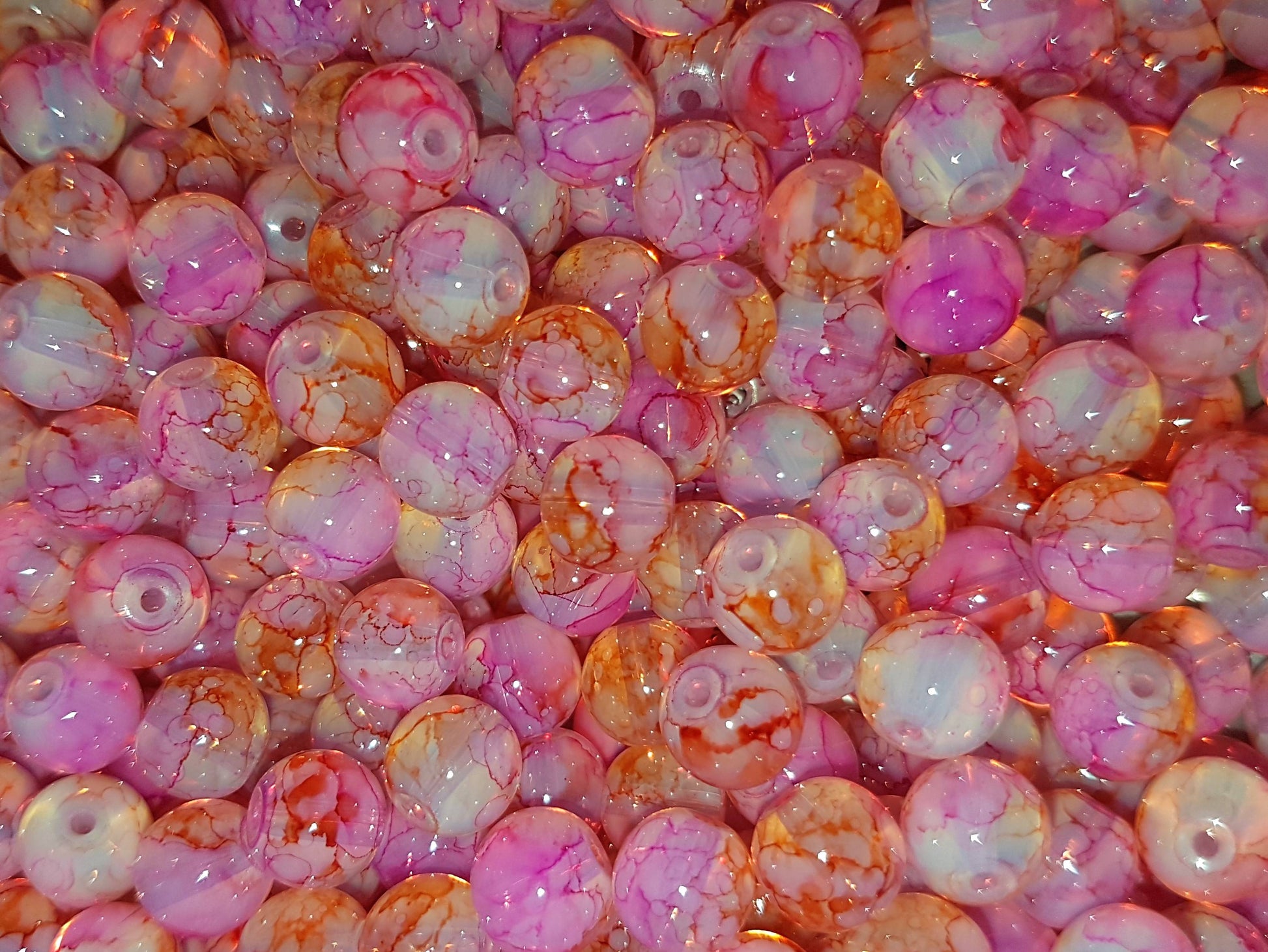 8 mm Glass Beads 8mm / 218 Cherry Blueberry Slush